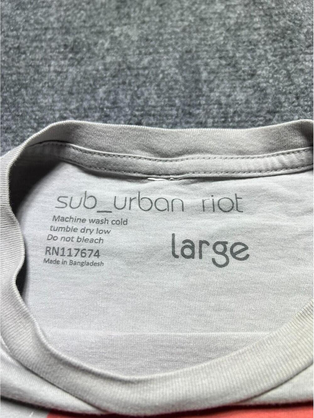 Mens Large Sub_Urban Riot White Fading Orange Lightning Bolt T-Shirt - Picture 4 of 6